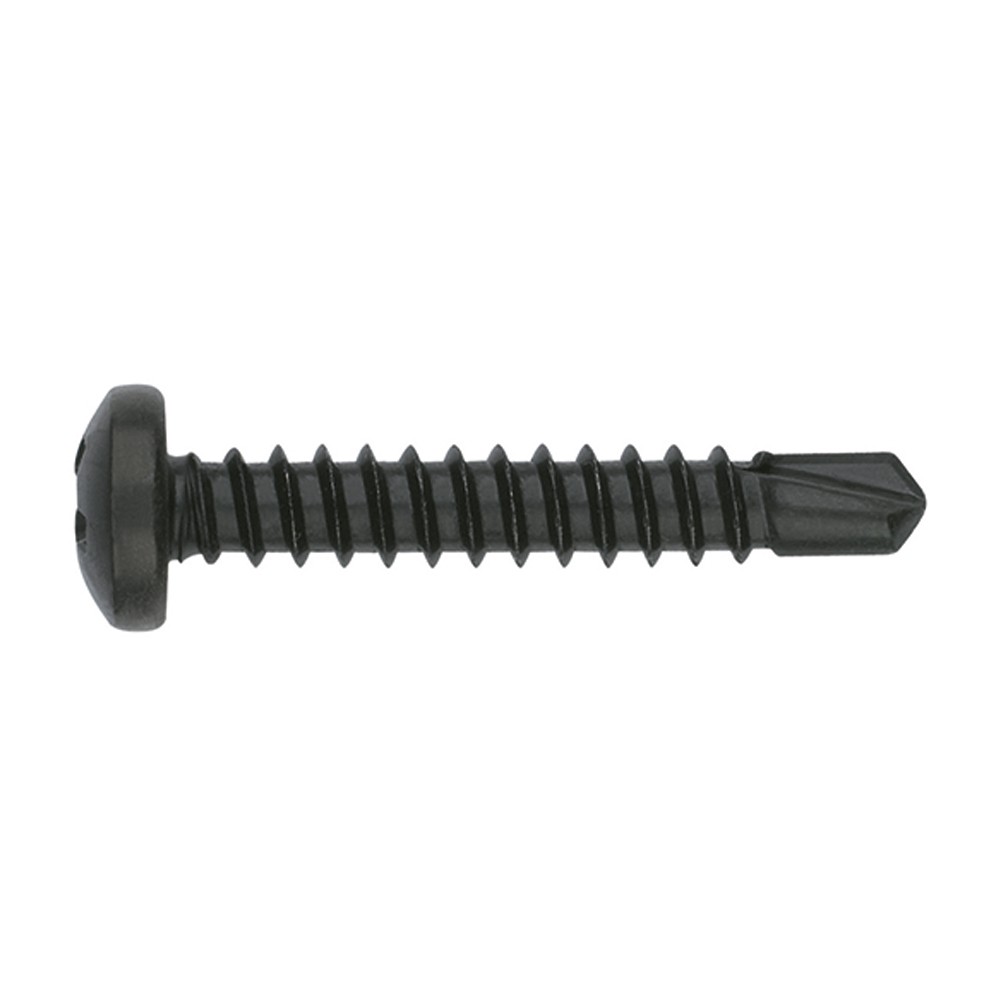 DIN-7504-N HP N [CP] Tornillo autotaladrante de cabeza alomada. Zincado negro. Huella PH